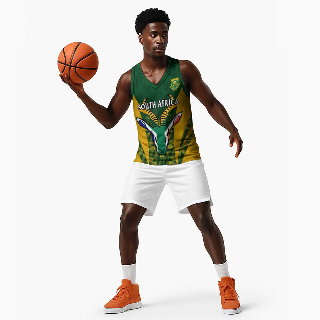 Custom South Africa Rugby Basketball Jersey Go Springboks Kente With Bokke - African Pride