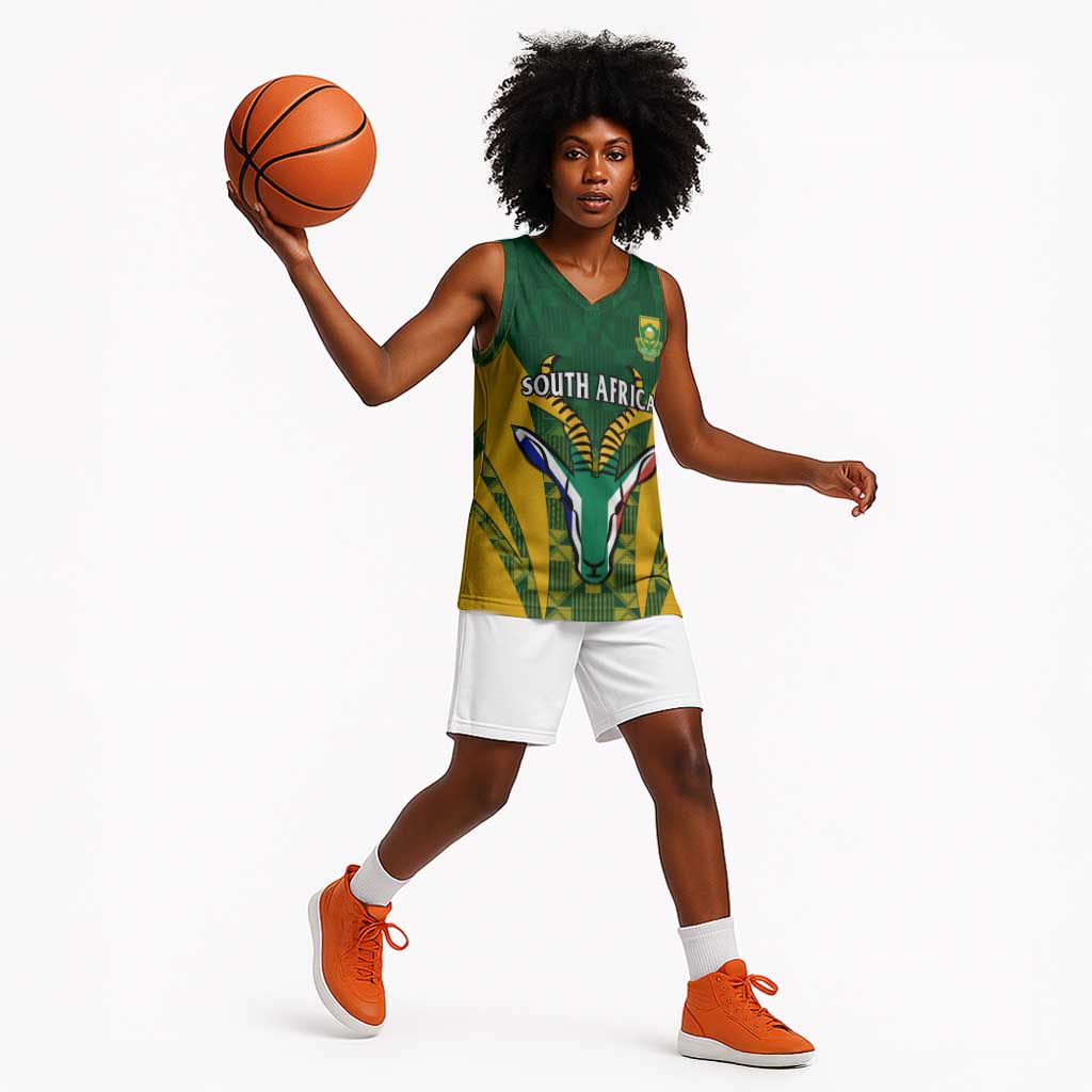Custom South Africa Rugby Basketball Jersey Go Springboks Kente With Bokke - African Pride