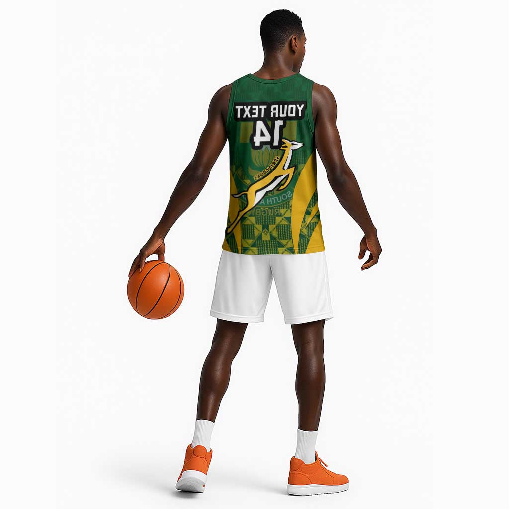 Custom South Africa Rugby Basketball Jersey Go Springboks Kente With Bokke - African Pride