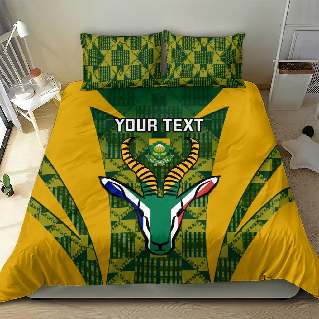 Custom South Africa Rugby Bedding Set Go Springboks Kente With Bokke