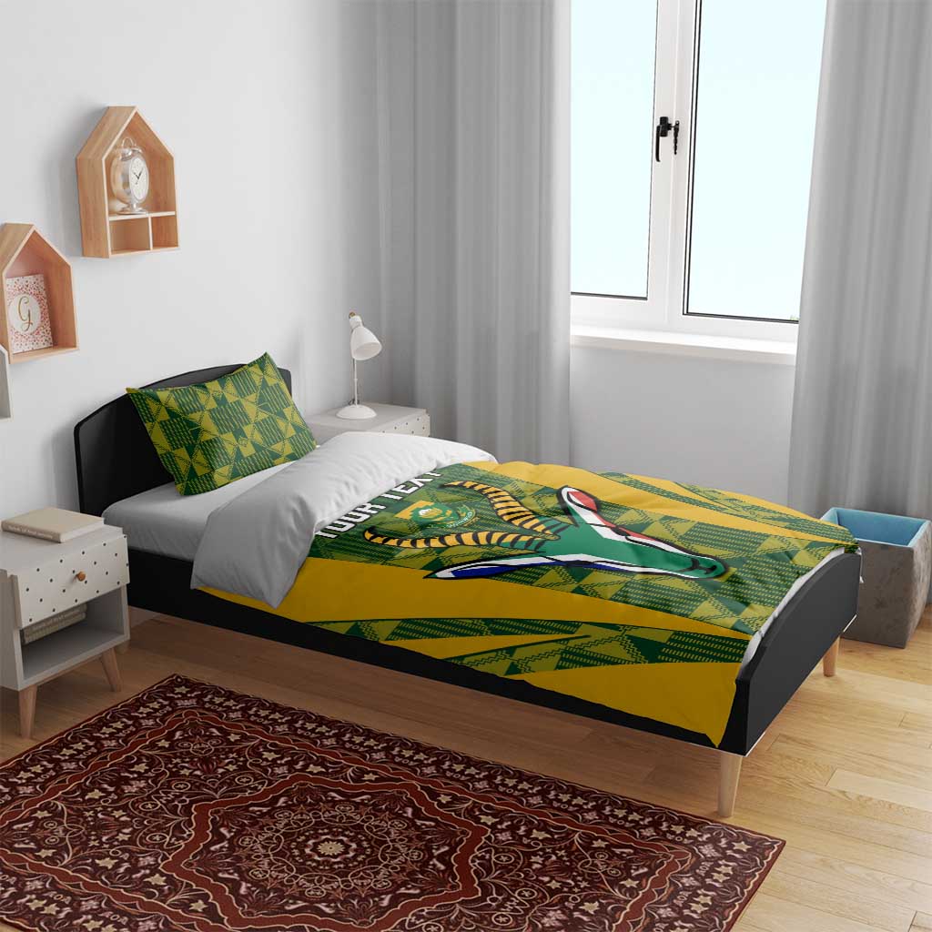Custom South Africa Rugby Bedding Set Go Springboks Kente With Bokke