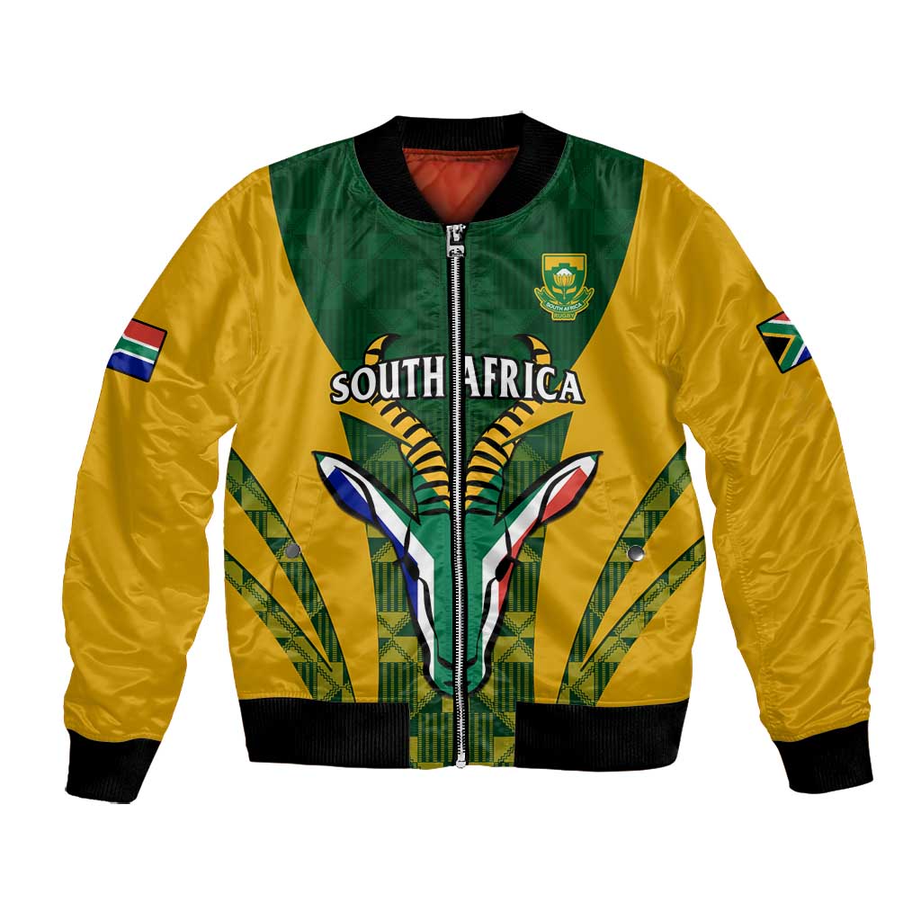 Custom South Africa Rugby Bomber Jacket Go Springboks Kente With Bokke