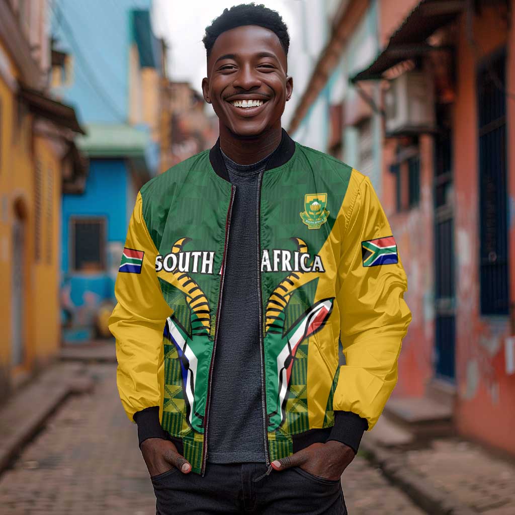 Custom South Africa Rugby Bomber Jacket Go Springboks Kente With Bokke
