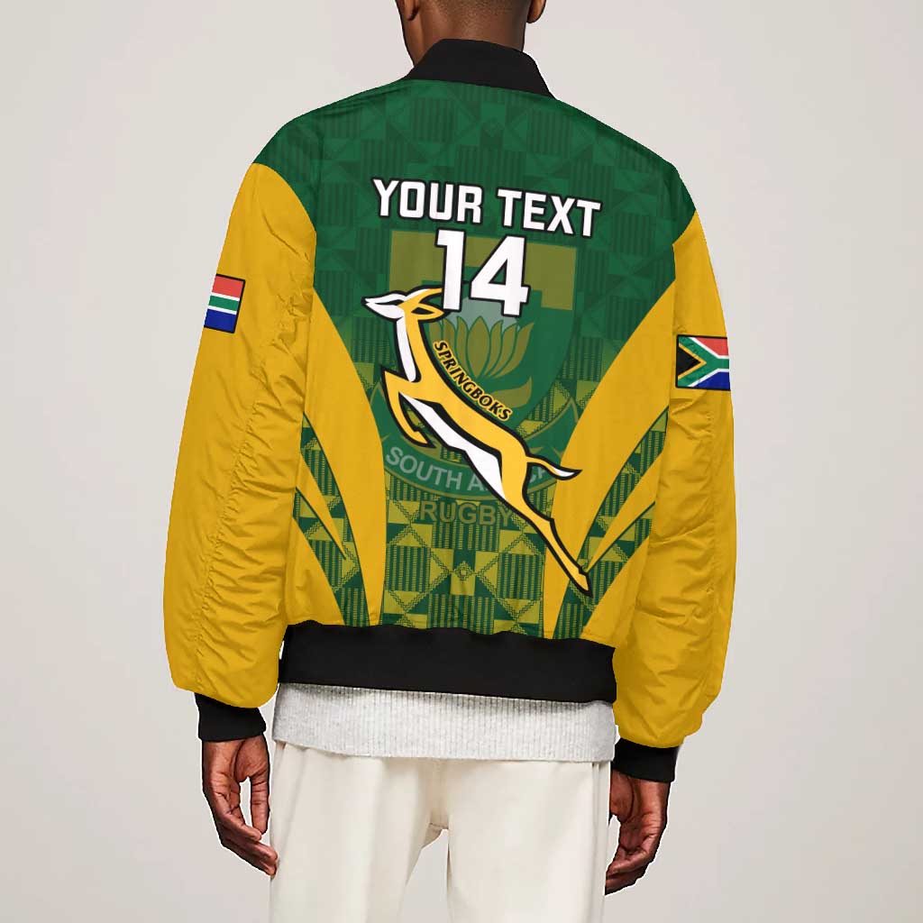 Custom South Africa Rugby Bomber Jacket Go Springboks Kente With Bokke