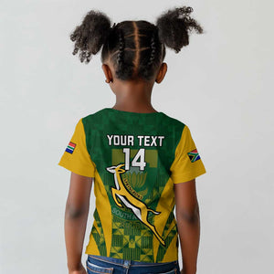 Custom South Africa Rugby Kid T shirt Go Springboks Kente With Bokke