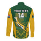 Custom South Africa Rugby Long Sleeve Button Shirt Go Springboks Kente With Bokke