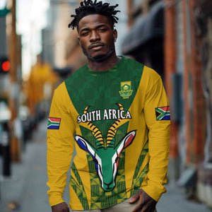 Custom South Africa Rugby Long Sleeve Shirt Go Springboks Kente With Bokke LT14