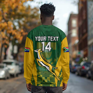 Custom South Africa Rugby Long Sleeve Shirt Go Springboks Kente With Bokke LT14