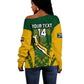 Custom South Africa Rugby Off Shoulder Sweater Go Springboks Kente With Bokke
