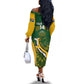 Custom South Africa Rugby Off The Shoulder Long Sleeve Dress Go Springboks Kente With Bokke