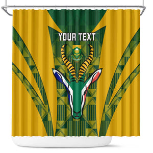 Custom South Africa Rugby Shower Curtain Go Springboks Kente With Bokke
