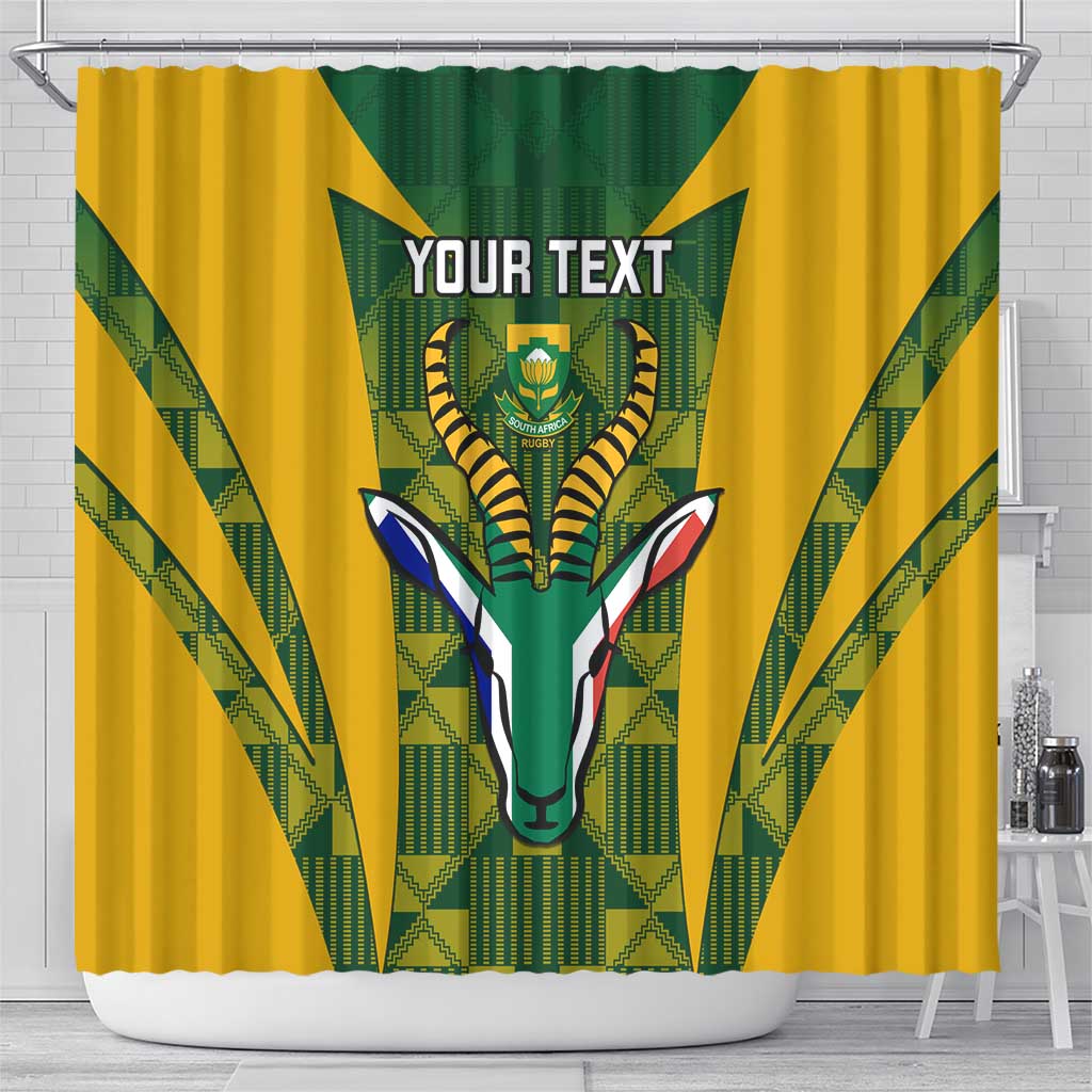 Custom South Africa Rugby Shower Curtain Go Springboks Kente With Bokke