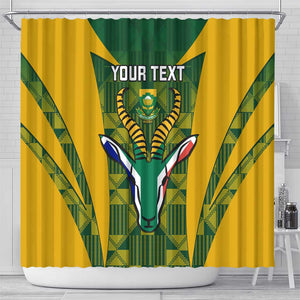Custom South Africa Rugby Shower Curtain Go Springboks Kente With Bokke