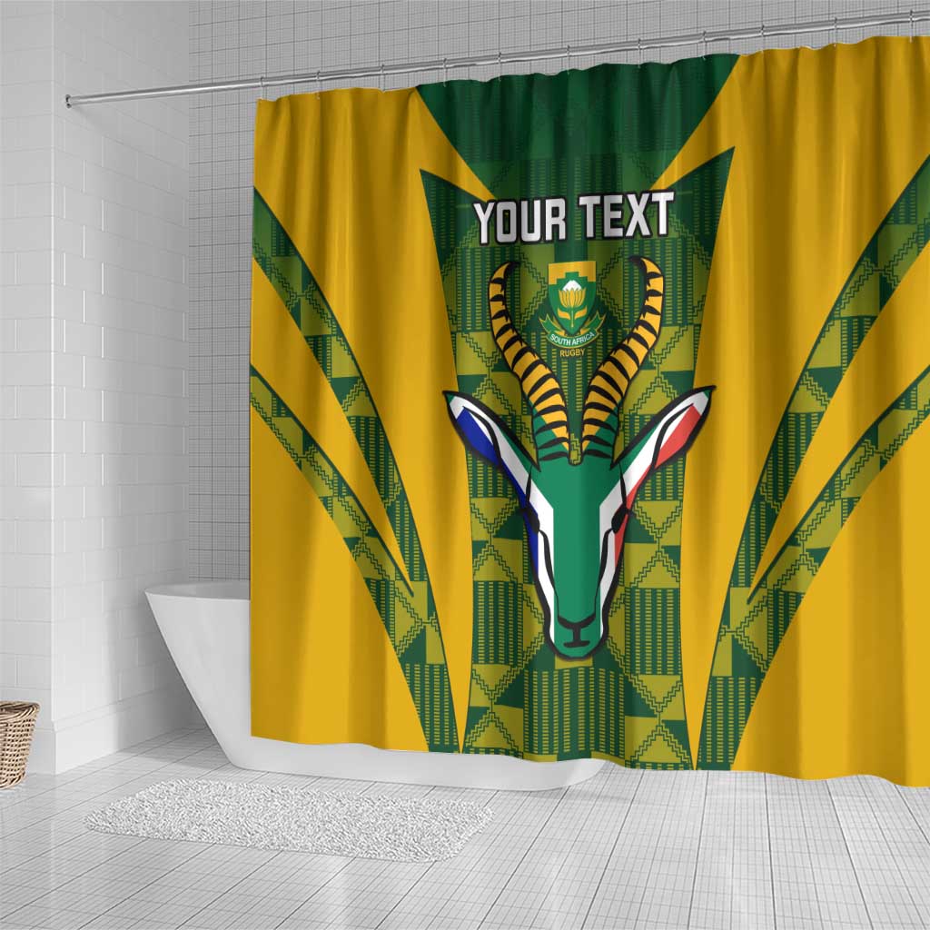 Custom South Africa Rugby Shower Curtain Go Springboks Kente With Bokke