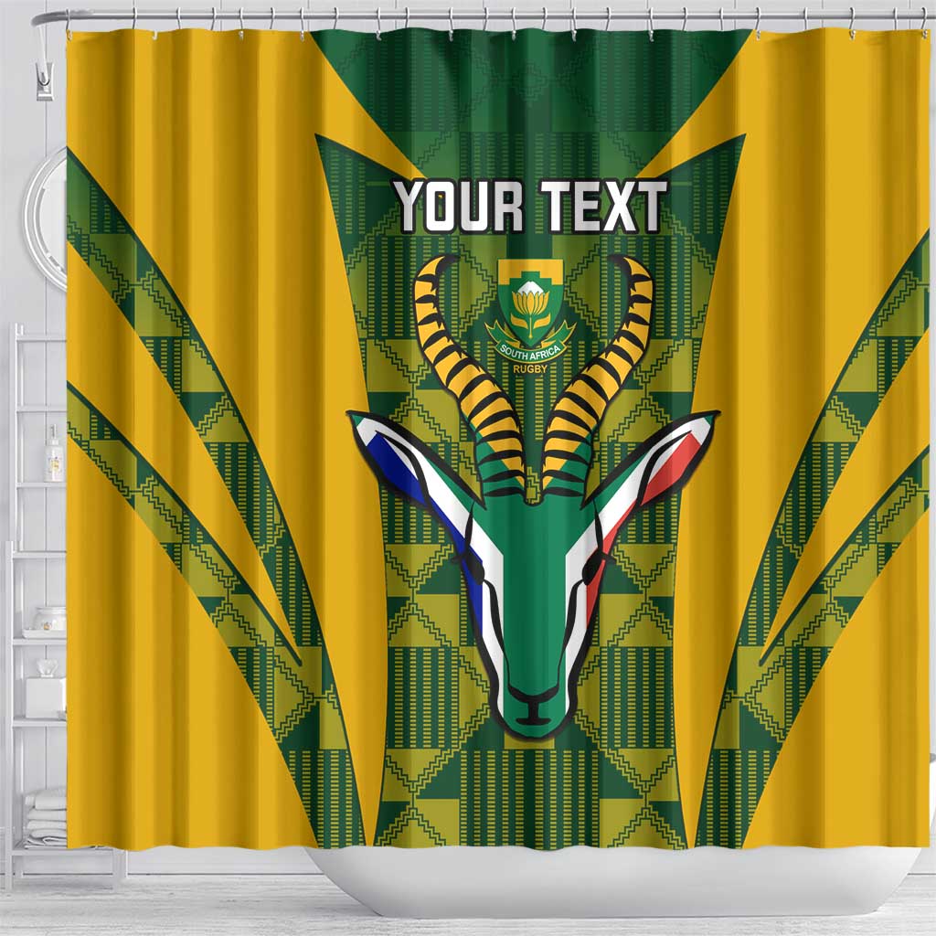 Custom South Africa Rugby Shower Curtain Go Springboks Kente With Bokke