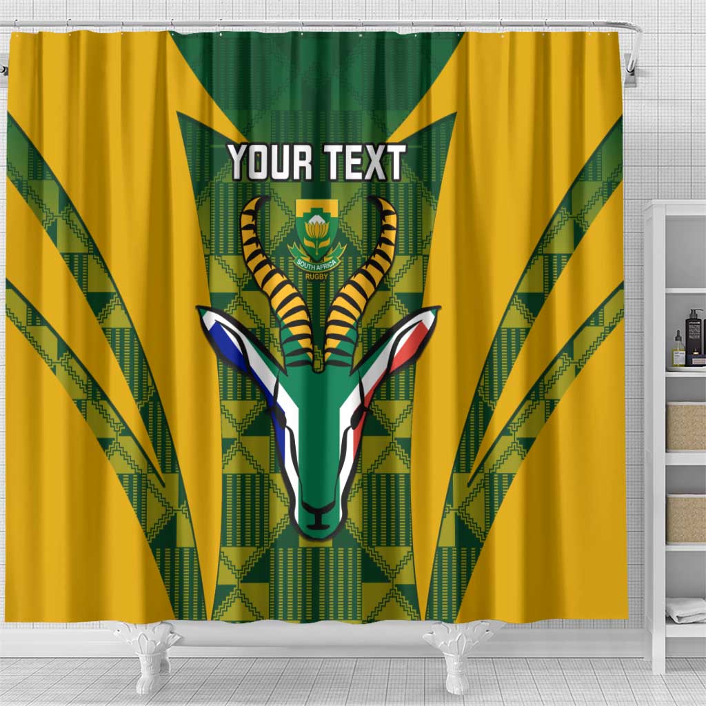 Custom South Africa Rugby Shower Curtain Go Springboks Kente With Bokke