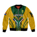 Custom South Africa Rugby Sleeve Zip Bomber Jacket Go Springboks Kente With Bokke