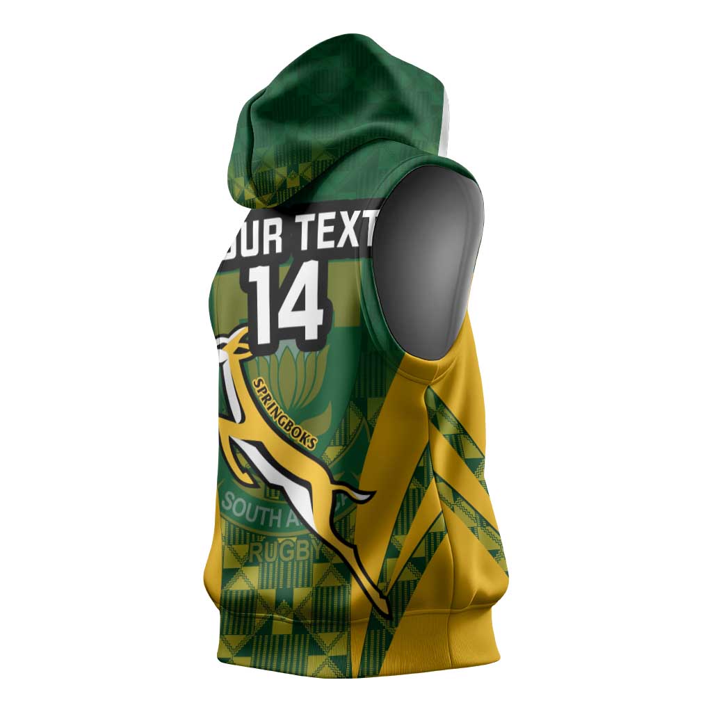 Custom South Africa Rugby Sleeveless Hoodie Go Springboks Kente With Bokke - African Pride