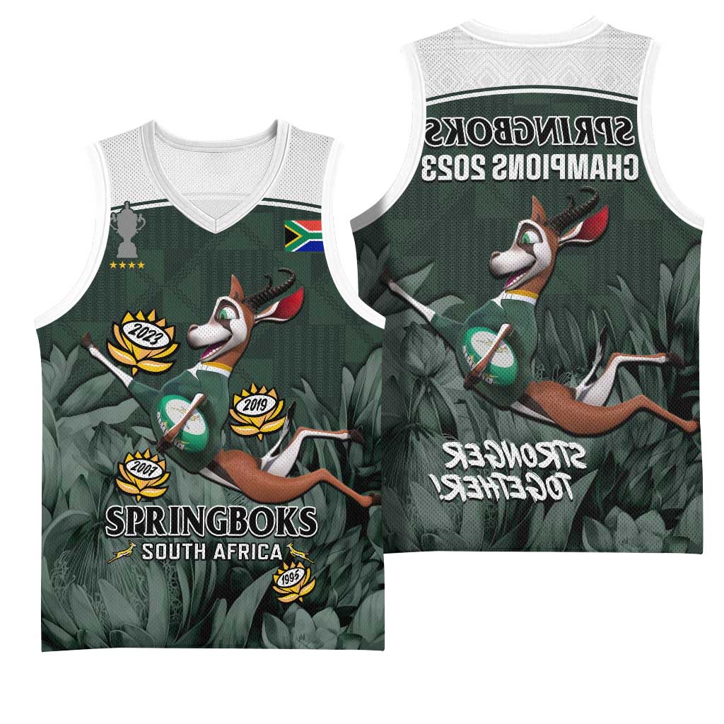 South Africa Rugby Basketball Jersey Springboks 4th Champions World Cup Proud Bokke - African Pride