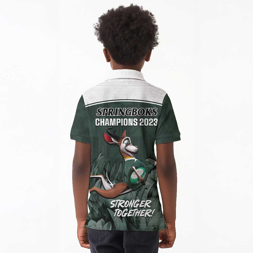 South Africa Rugby Kid Polo Shirt Springboks 4th Champions World Cup Proud Bokke