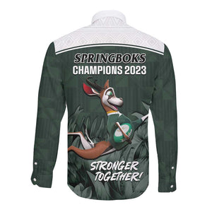 South Africa Rugby Long Sleeve Button Shirt Springboks 4th Champions World Cup Proud Bokke