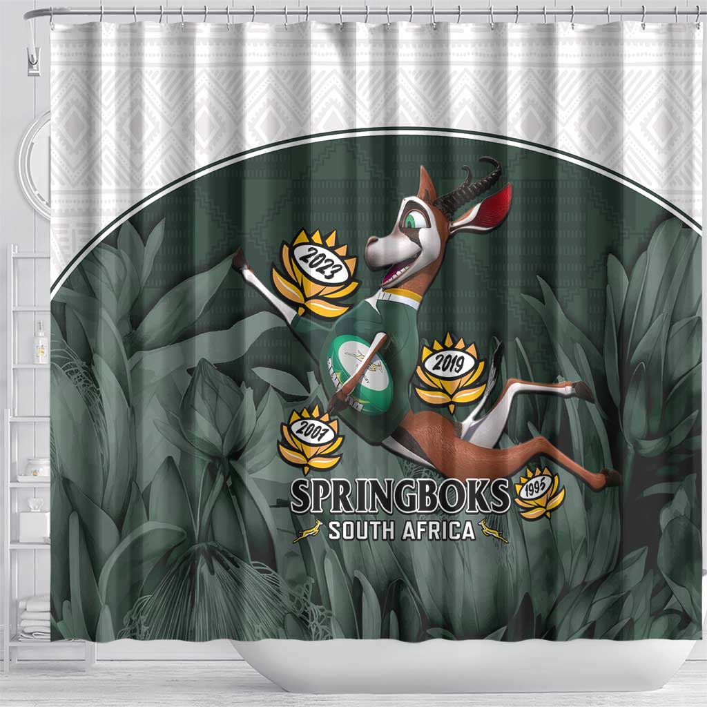 South Africa Rugby Shower Curtain Springboks 4th Champions World Cup Proud Bokke