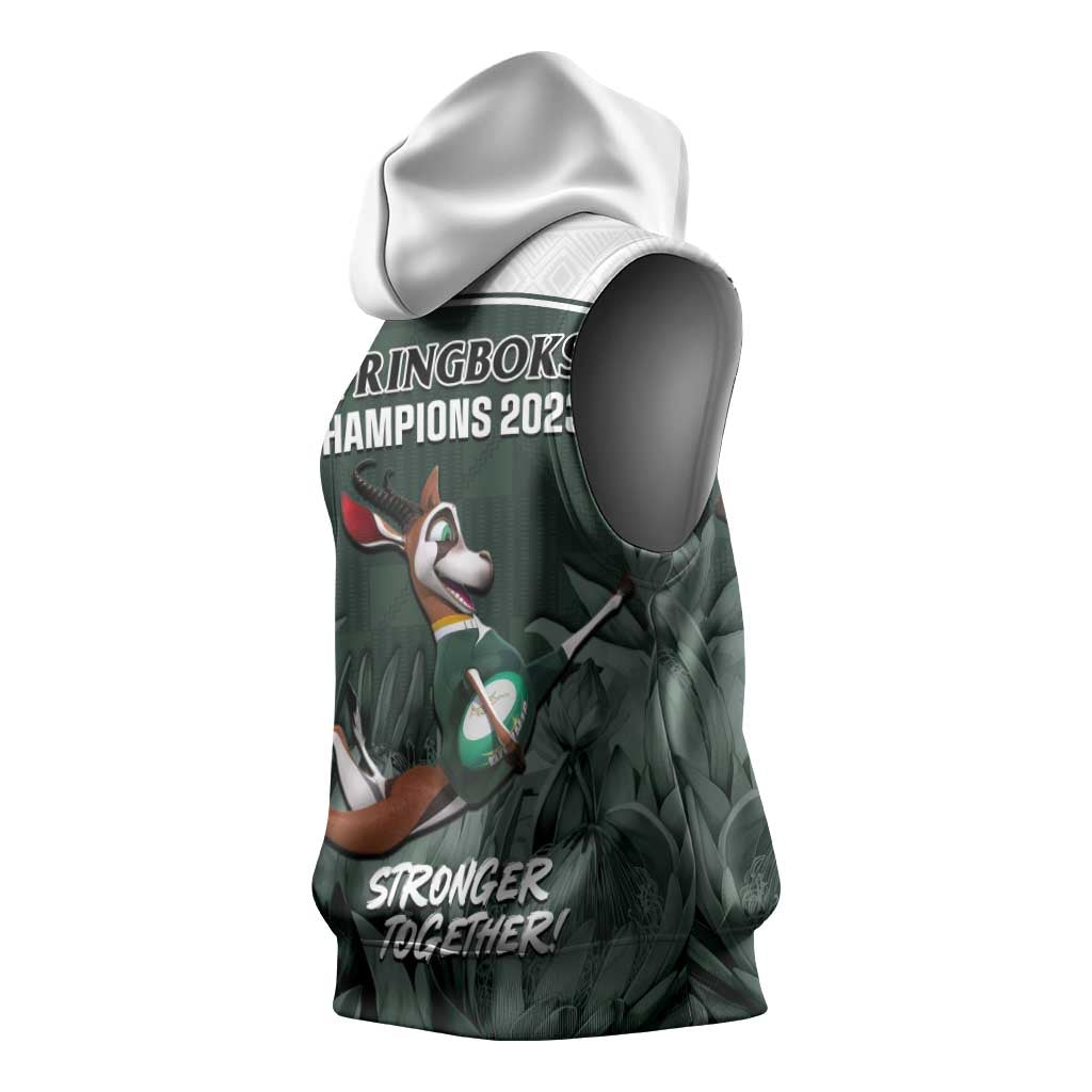 South Africa Rugby Sleeveless Hoodie Springboks 4th Champions World Cup Proud Bokke - African Pride