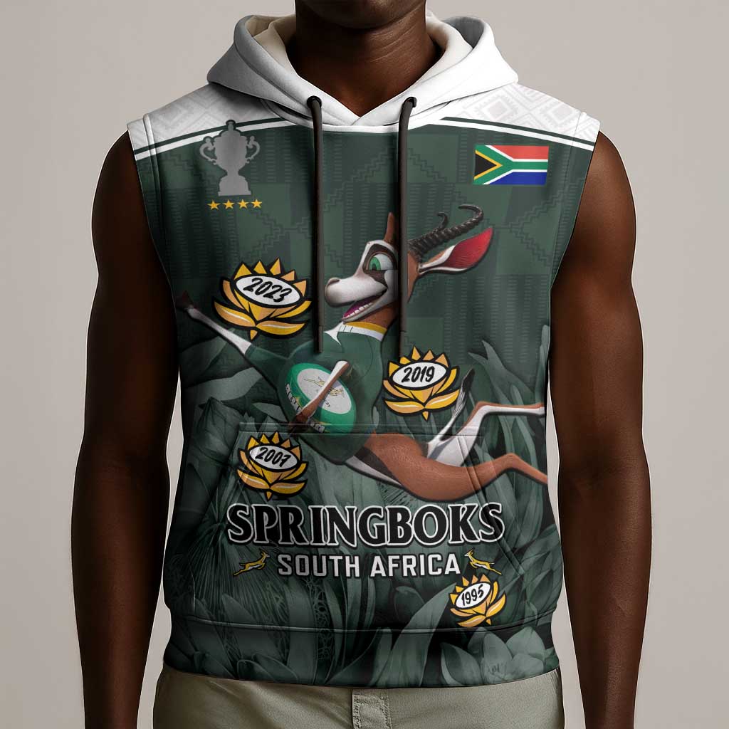 South Africa Rugby Sleeveless Hoodie Springboks 4th Champions World Cup Proud Bokke - African Pride