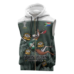 South Africa Rugby Sleeveless Zip Hoodie Springboks 4th Champions World Cup Proud Bokke - African Pride