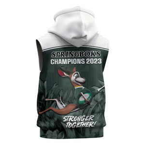 South Africa Rugby Sleeveless Zip Hoodie Springboks 4th Champions World Cup Proud Bokke - African Pride