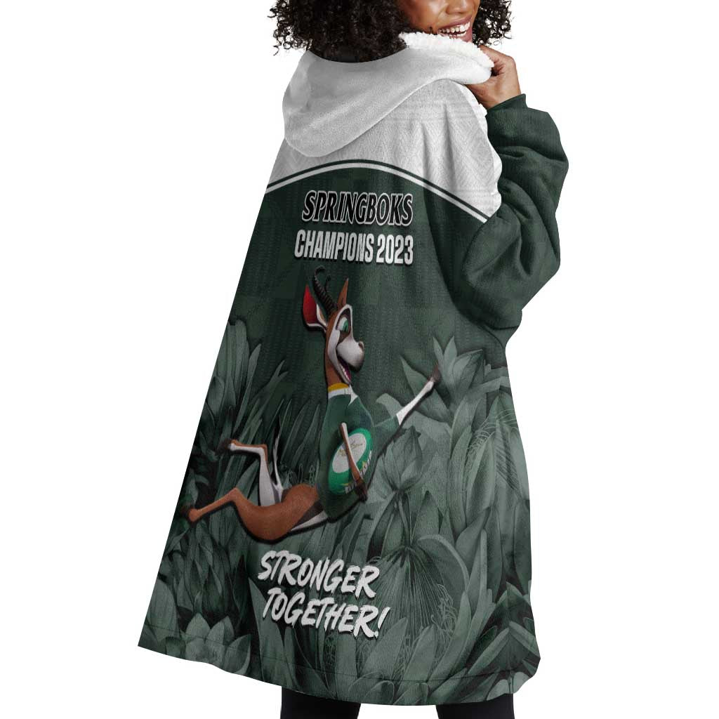 South Africa Rugby Wearable Blanket Hoodie Springboks 4th Champions World Cup Proud Bokke