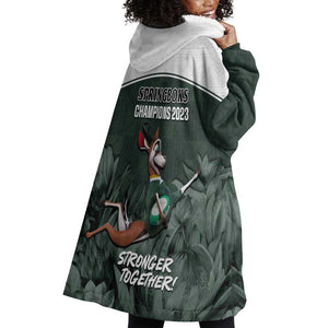 South Africa Rugby Wearable Blanket Hoodie Springboks 4th Champions World Cup Proud Bokke