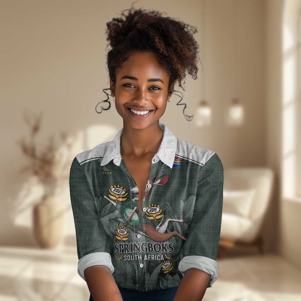 South Africa Rugby Women Casual Shirt Springboks 4th Champions World Cup Proud Bokke LT14