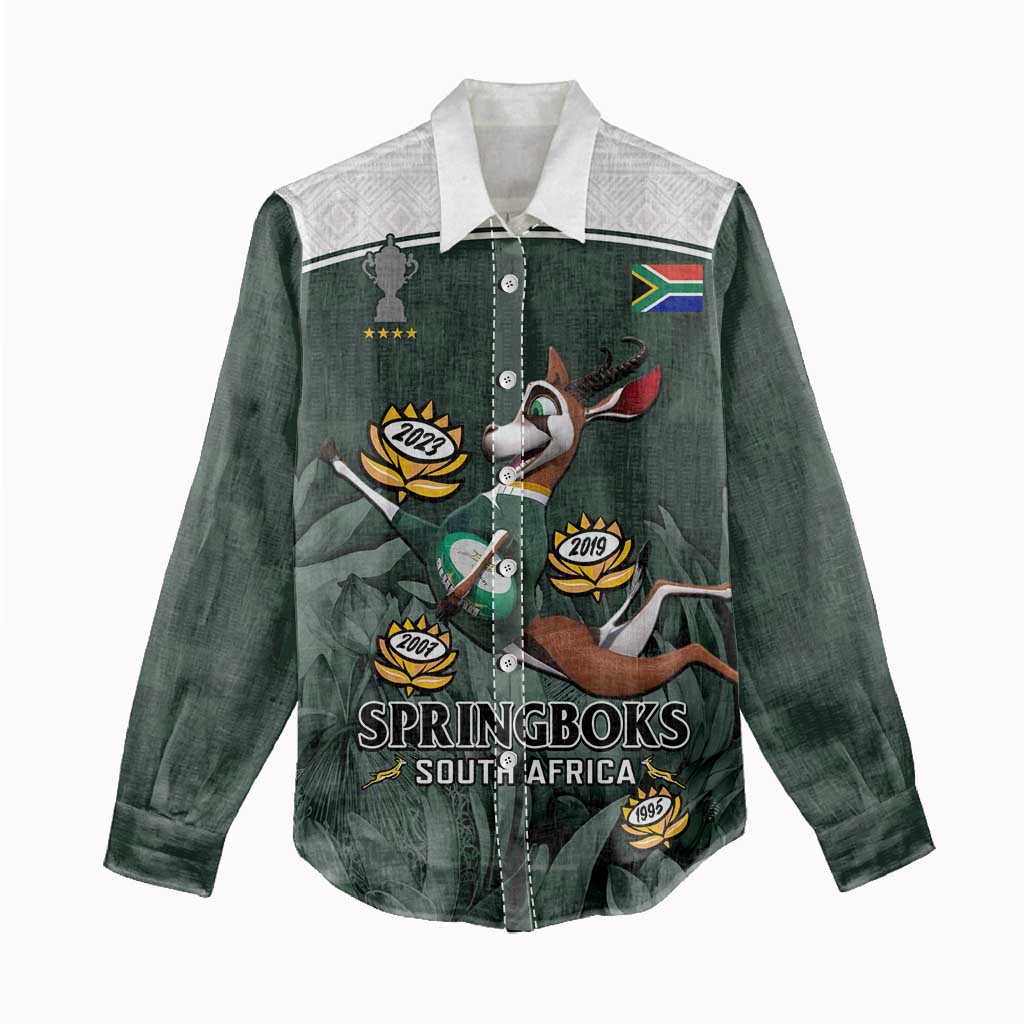South Africa Rugby Women Casual Shirt Springboks 4th Champions World Cup Proud Bokke LT14