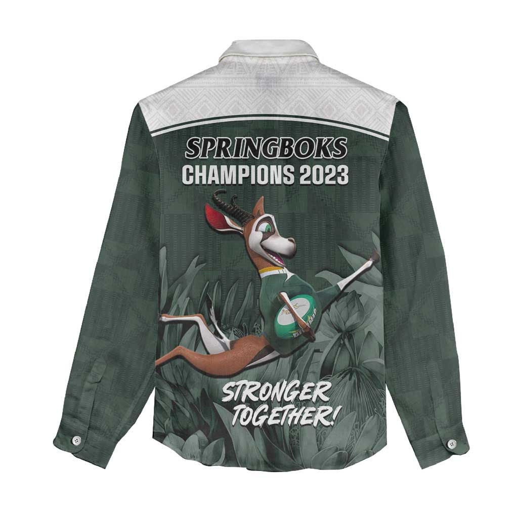 South Africa Rugby Women Casual Shirt Springboks 4th Champions World Cup Proud Bokke LT14