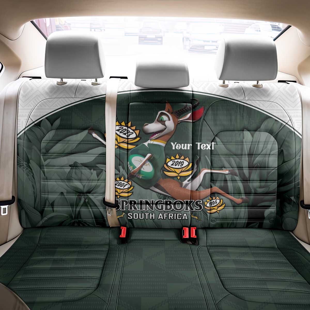 Custom South Africa Rugby Back Car Seat Cover Springboks 4th Champions World Cup Proud Bokke