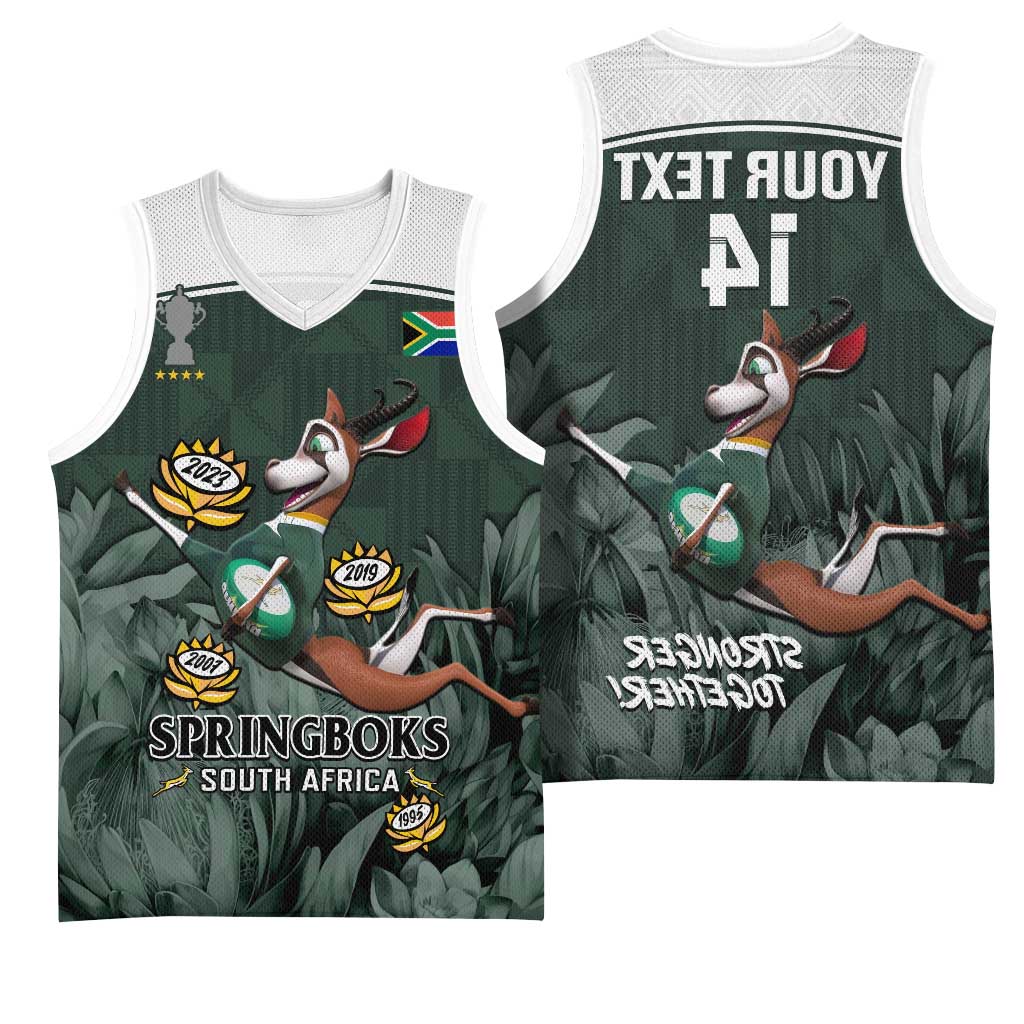 Custom South Africa Rugby Basketball Jersey Springboks 4th Champions World Cup Proud Bokke - African Pride