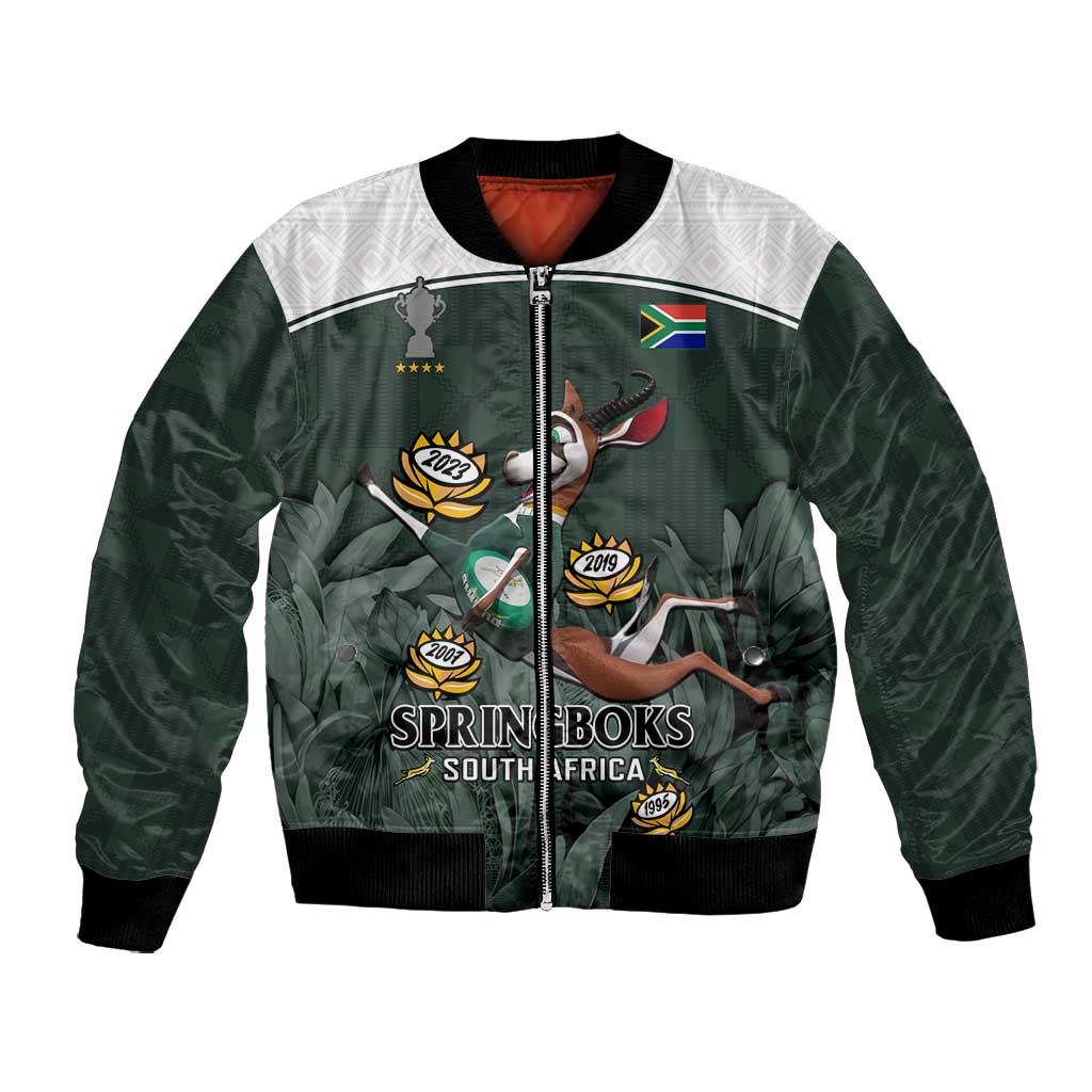 Custom South Africa Rugby Bomber Jacket Springboks 4th Champions World Cup Proud Bokke