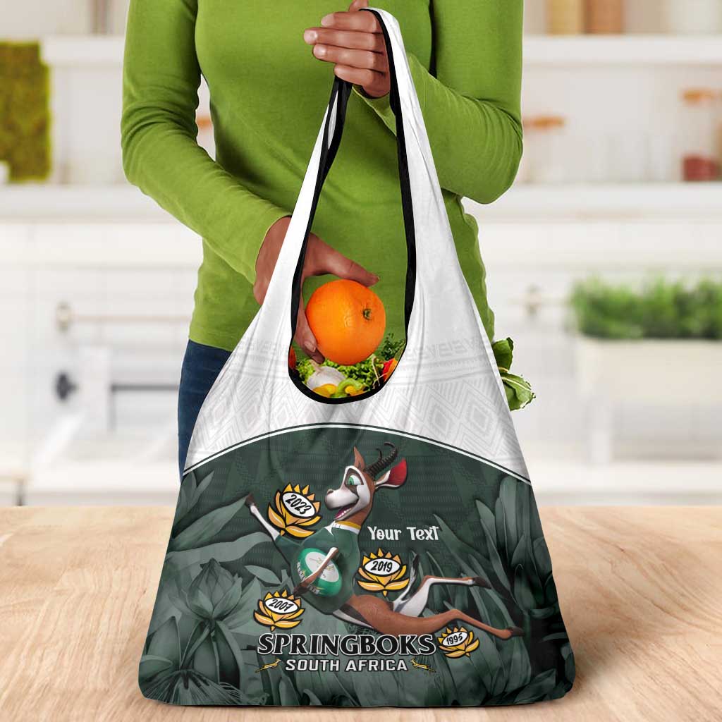 Custom South Africa Rugby Grocery Bag Springboks 4th Champions World Cup Proud Bokke
