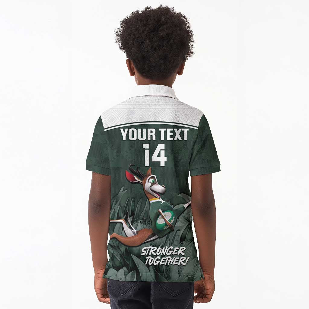 Custom South Africa Rugby Kid Polo Shirt Springboks 4th Champions World Cup Proud Bokke