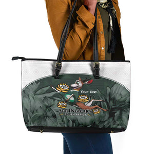 Custom South Africa Rugby Leather Tote Bag Springboks 4th Champions World Cup Proud Bokke
