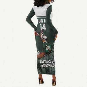 Custom South Africa Rugby Long Sleeve Bodycon Dress Springboks 4th Champions World Cup Proud Bokke LT14