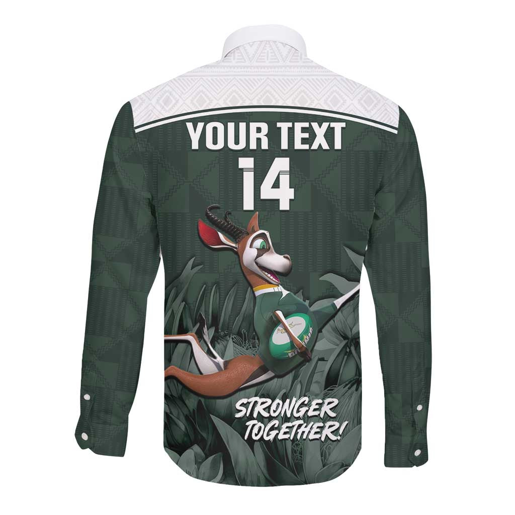 Custom South Africa Rugby Long Sleeve Button Shirt Springboks 4th Champions World Cup Proud Bokke
