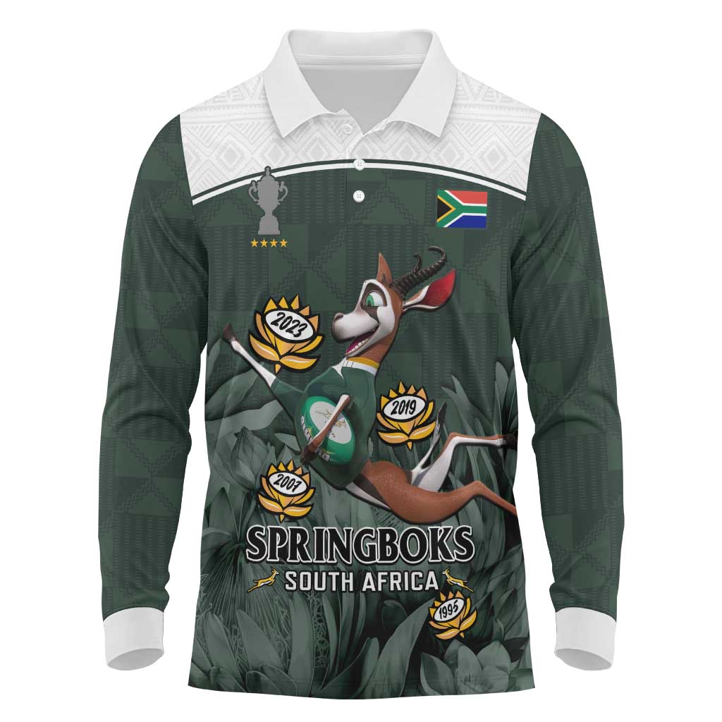 Custom South Africa Rugby Long Sleeve Polo Shirt Springboks 4th ...
