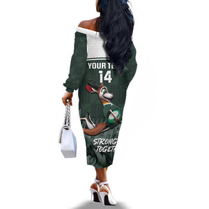 Custom South Africa Rugby Off The Shoulder Long Sleeve Dress Springboks 4th Champions World Cup Proud Bokke