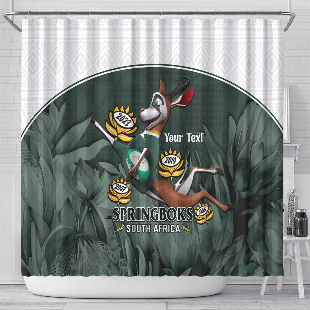 Custom South Africa Rugby Shower Curtain Springboks 4th Champions World Cup Proud Bokke