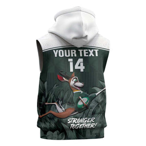 Custom South Africa Rugby Sleeveless Zip Hoodie Springboks 4th Champions World Cup Proud Bokke - African Pride