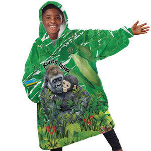 Personalized Rwanda Kwita Izina 2025 Kid Wearable Blanket Hoodie Gorilla Naming Day - African Pride