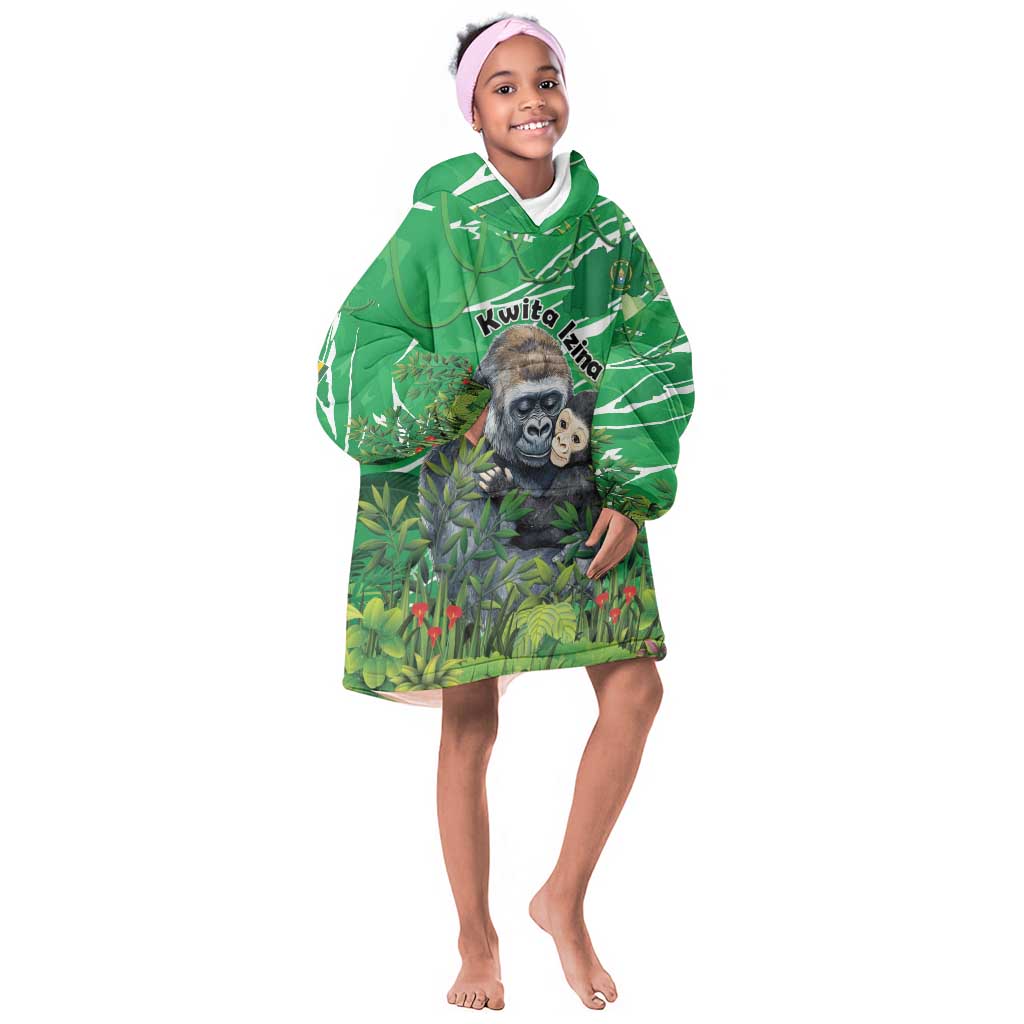 Personalized Rwanda Kwita Izina 2025 Kid Wearable Blanket Hoodie Gorilla Naming Day - African Pride