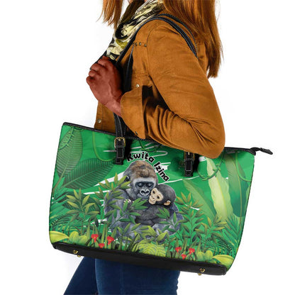 Rwanda Kwita Izina 2025 Leather Tote Bag Gorilla Naming Day - African Pride